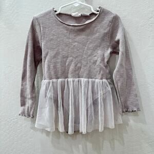 Zara Grey Purple Ribbed Tulle Dance Leotard